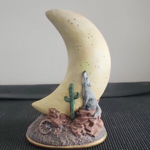 Cream and Green Crescent Moon Sculpture